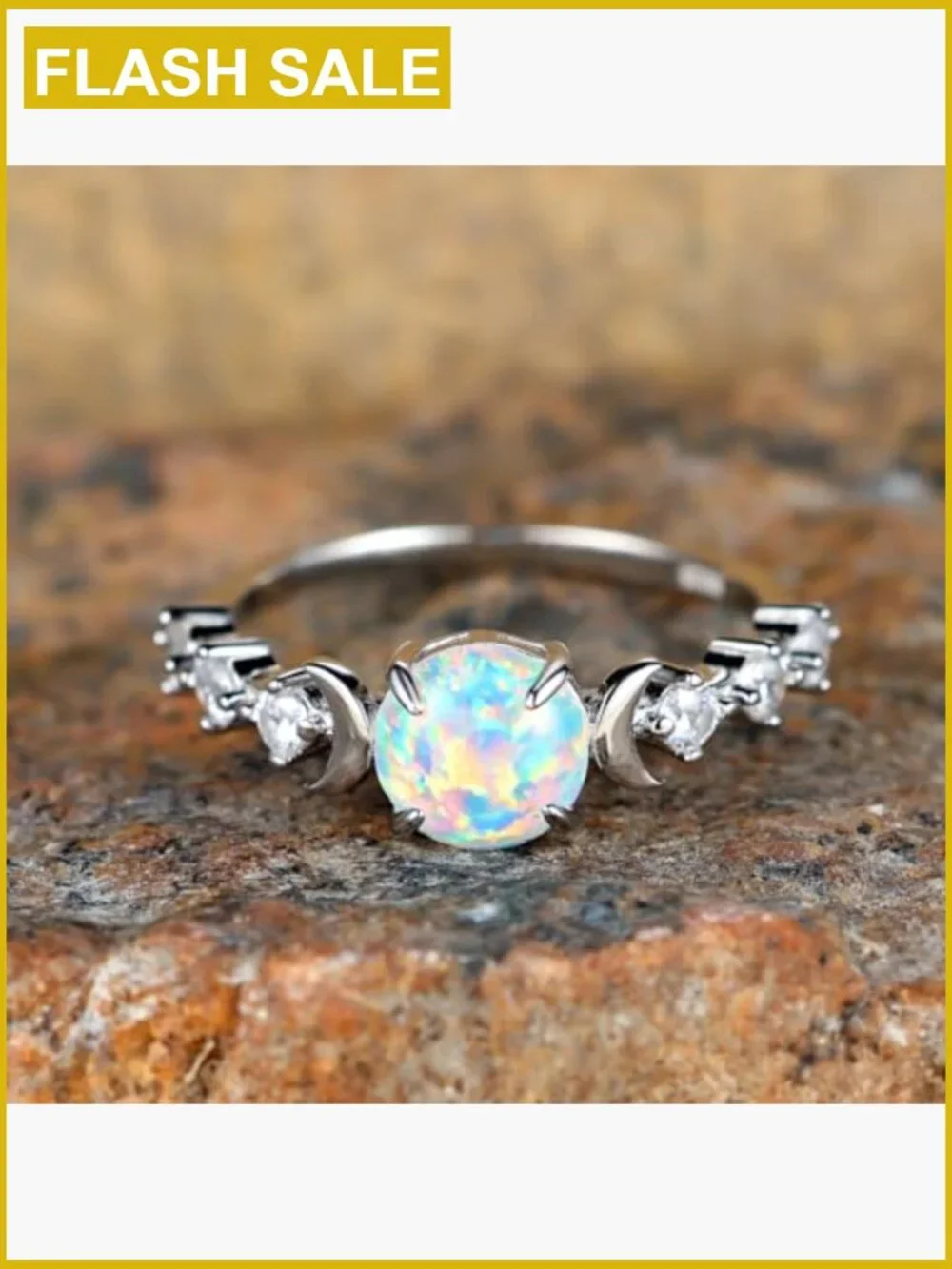 Triple Moon Goddess Moonstone Ring 925 Sterling Silver Promise Ring